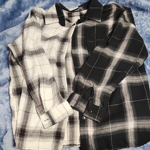 Plaid Men's Shirt - Black and White